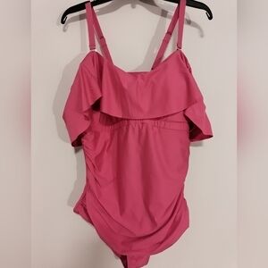 City Chic Ruffles Women One Piece Swimsuit / Size 14